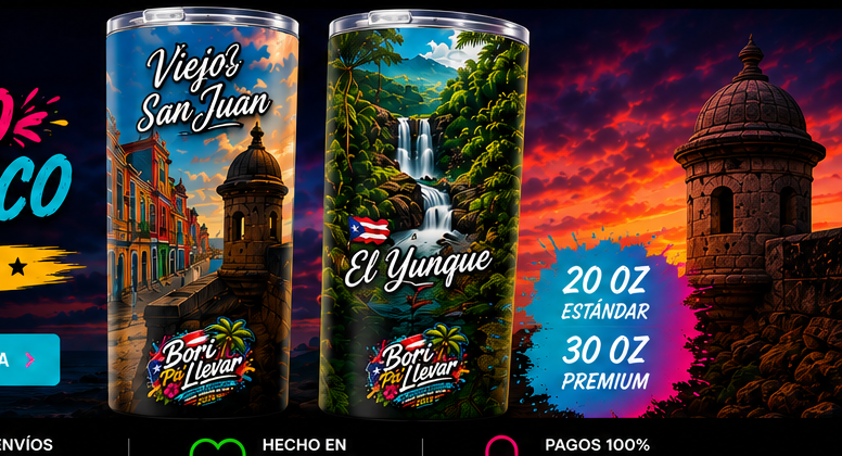 Vasos Bori Pa' Llevar inspirados en Puerto Rico